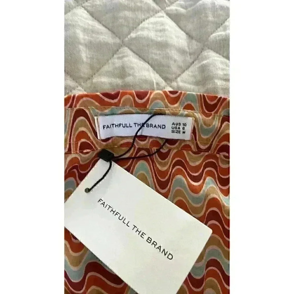 Faithful The Brand Manu Shirt Vandella Print Dusk Short Sleeve Swim Coverup 6 - Picture 6 of 7